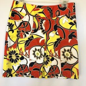 Ann Taylor Linen Floral A-Line Skirt